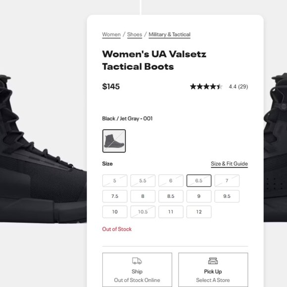 UNDER ARMOUR WOMENS BOOTS 6.5 BLACK TACTICAL UA W MICRO G VLASETZ 3023744-001 - Picture 2 of 12